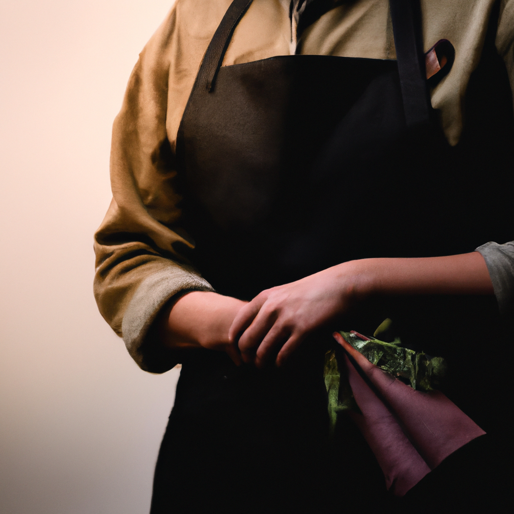Portrait of mentor florist holding stems with clean apron